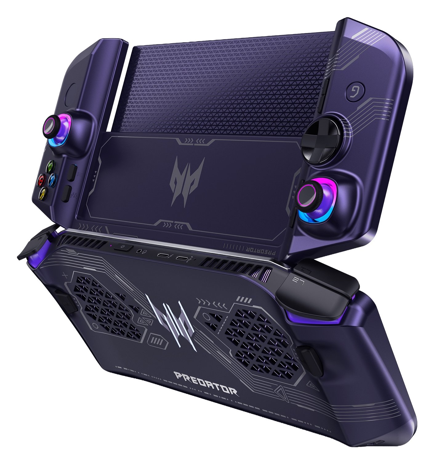 Acer Project DualPlay Mini from behind, with the screen lifted